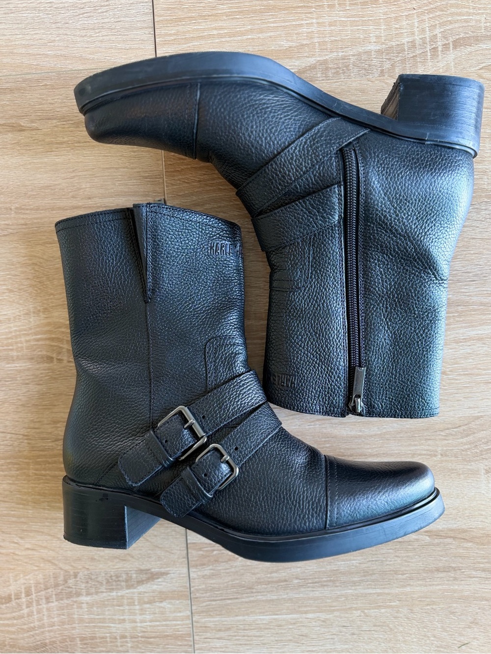 Harley-Davidson Jerilyn Double Buckle Leather Motorcycle Boots in black-women’s